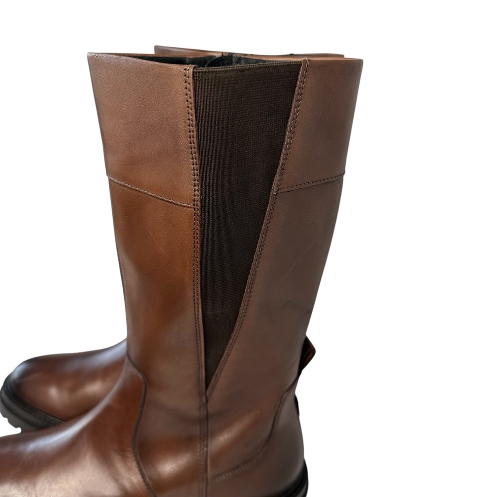 Geox Respira Eleana Brown Leather Lug Sole Combat Moto Boots EU40/US10 - Picture 6 of 13
